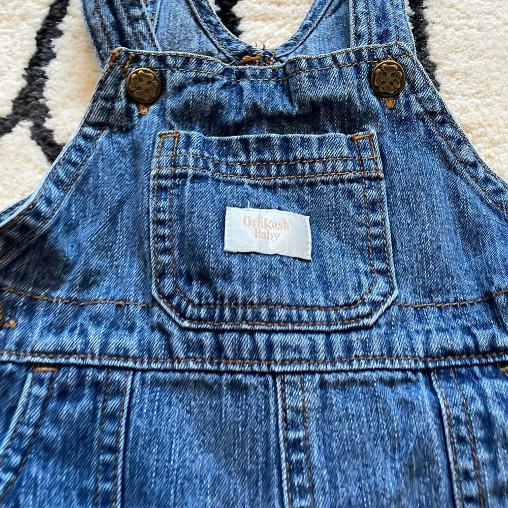 Vintage OshKosh Baby Denim Overalls Train Embroidery Size 6-9 Months